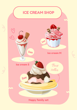 アイスクリームショップの品揃え Menuデザインテンプレート