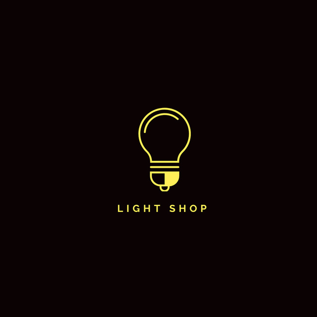 Lighting Store Emblem with Lightbulb Logo 1080x1080pxデザインテンプレート