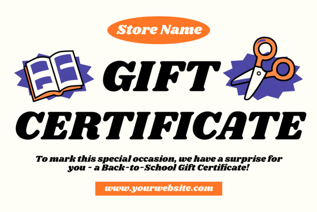 Gift Voucher for School Stationery Gift Certificate Design Template