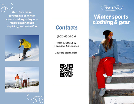 Template di design Abbigliamento e Attrezzatura per gli Sport Invernali Brochure 8.5x11in