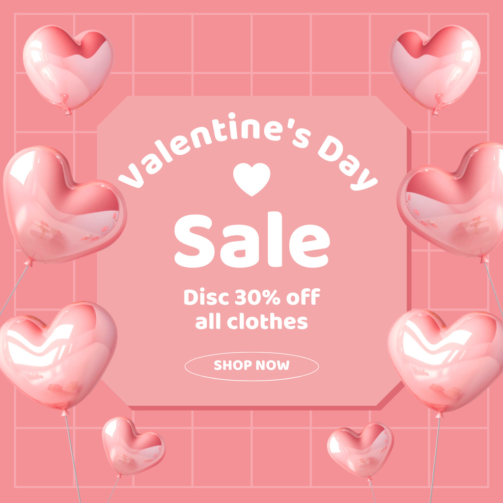 Sale Clothes for Valentine's Day on Pink Instagram AD Tasarım Şablonu