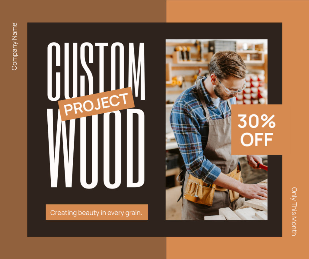 Plantilla de diseño de Wood Project And Woodworking At Discounted Rates Offer Facebook 
