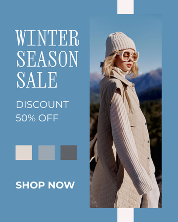 Designvorlage Winter Season Sale with Discount für Instagram Post Vertical