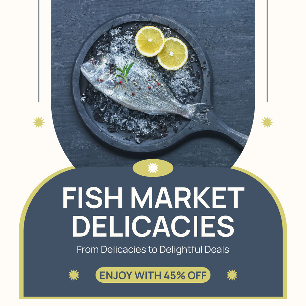 Ontwerpsjabloon van Instagram van Offer of Delicacies from Fish Market