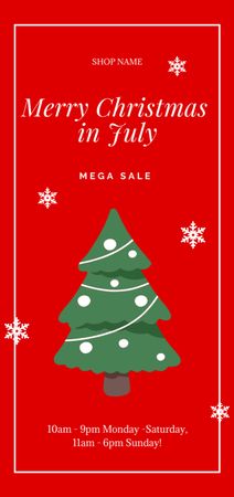 July Christmas Sale with Cute Christmas Tree Flyer DIN Large Design Template