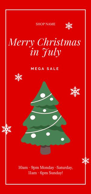 July Christmas Sale with Cute Christmas Tree Flyer DIN Largeデザインテンプレート