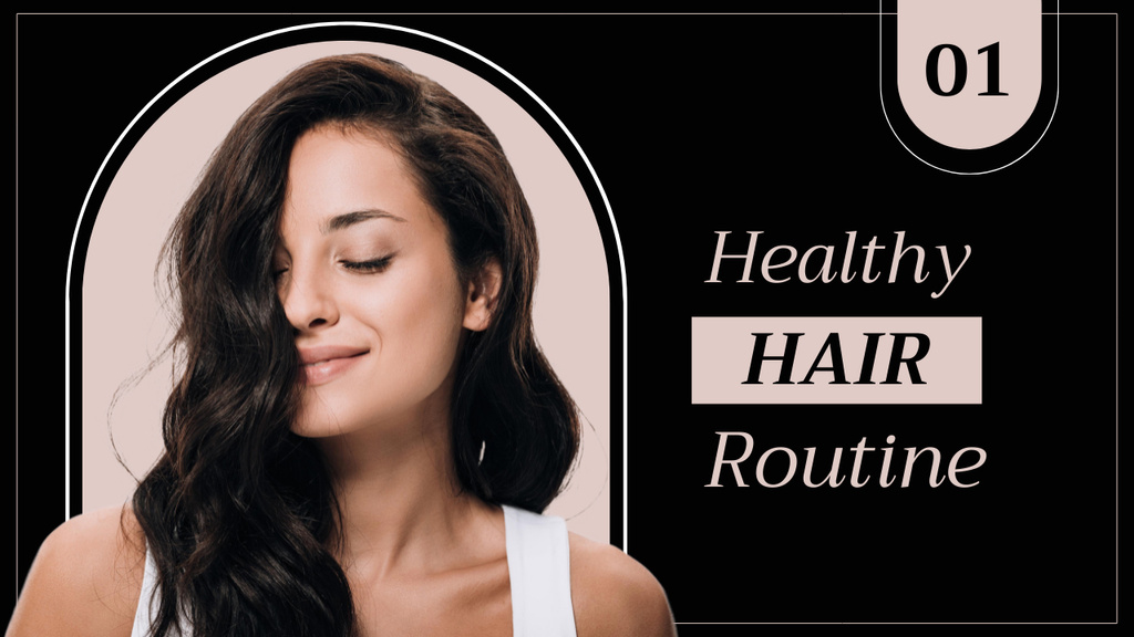Healthy Hair Routine Youtube Thumbnail – шаблон для дизайна