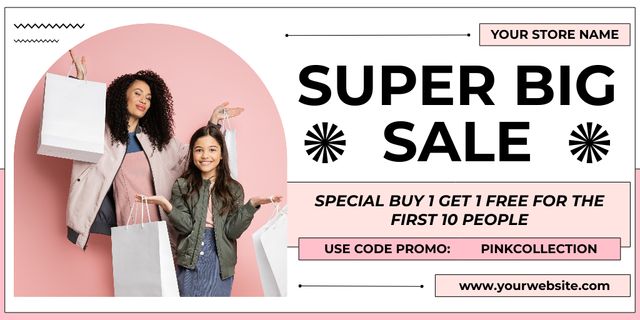 Plantilla de diseño de Super Discount on Fashion Shopping Twitter 