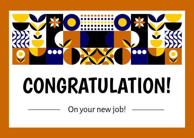 Congratulation on New Job with Geometric Pattern Postcard 5x7in Design Template