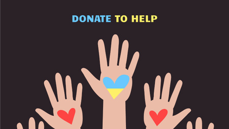 Designvorlage Donation Motivation during War in Ukraine with Helping Hands für Youtube Thumbnail