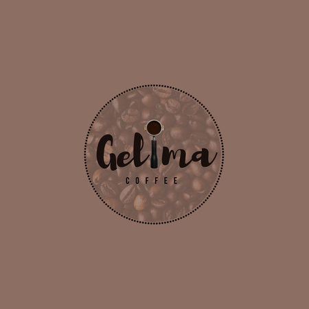 Cafe Ad with Coffee Beans on Brown Logo Design Template