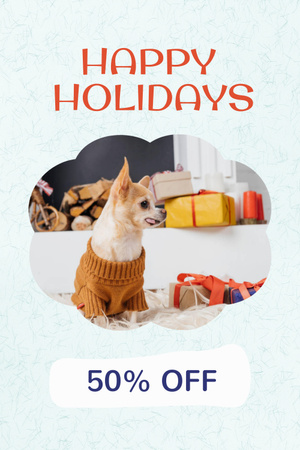 Pet Shop Ad with Cute Dog Pinterest Design Template