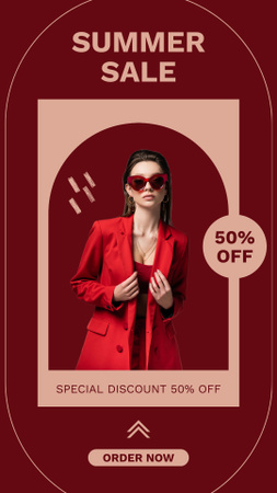 Summer Sale Ad on Red Instagram Story Design Template