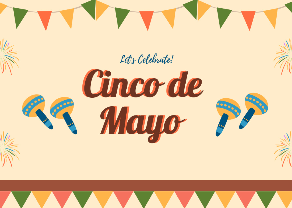 Ontwerpsjabloon van Card van Cinco De Mayo Holiday Celebration With Maracas
