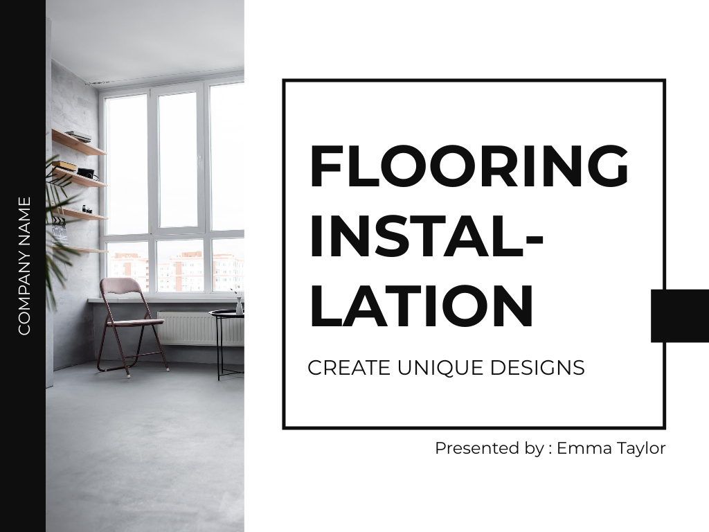 Designvorlage Flooring Installation Services with Minimalistic Interior für Presentation