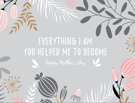 Happy Mother's Day Greeting With Floral Frame Postcard 4.2x5.5in Design Template
