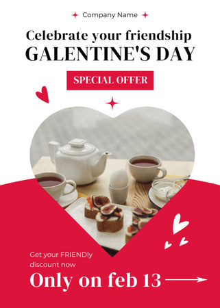 Dinner Offer on Galentine's Day Flayer Design Template