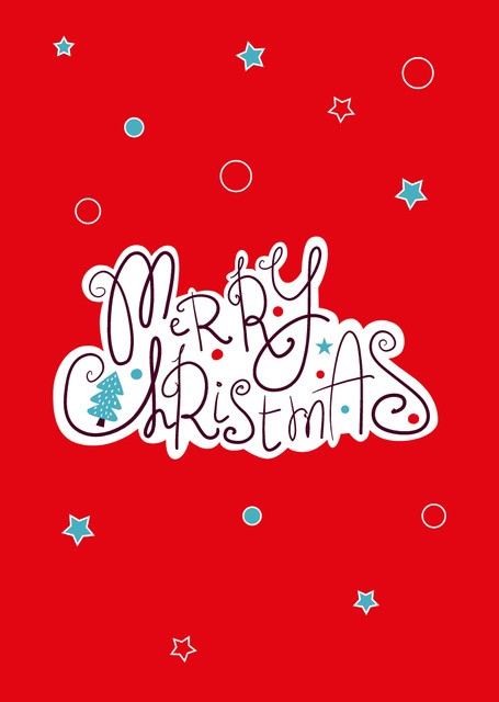 Christmas Cheers with Handwritten Font on Red Postcard A6 Vertical Πρότυπο σχεδίασης