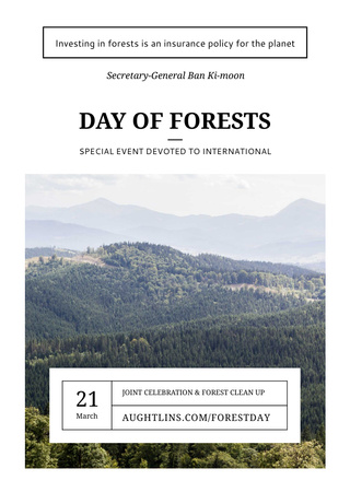 International Day of Forests Event Scenic Mountains Flyer A6 Design Template