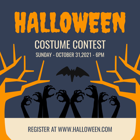 Template di design annuncio del concorso di costumi di halloween Instagram