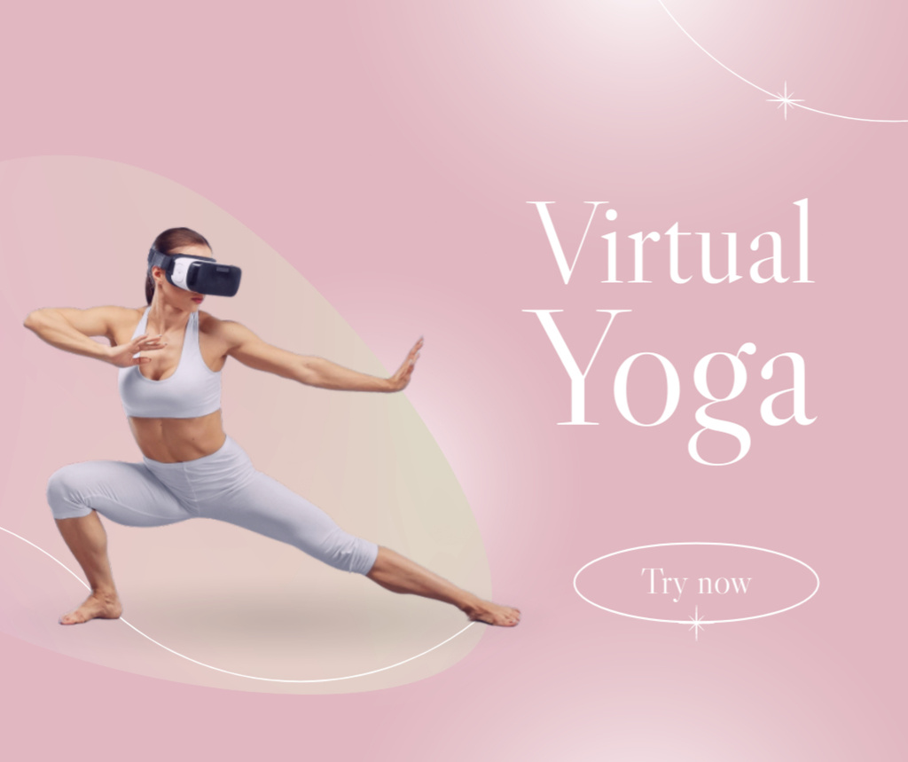 Virtual Yoga in VR Glasses Facebook Design Template