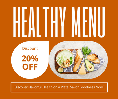Offer of Discount on Healthy Food Menu Facebook Design Template