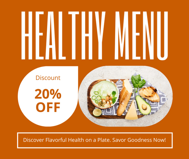 Ontwerpsjabloon van Facebook van Offer of Discount on Healthy Food Menu