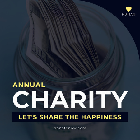 Charity Event Announcement with Money in Glass Jar Instagram Šablona návrhu