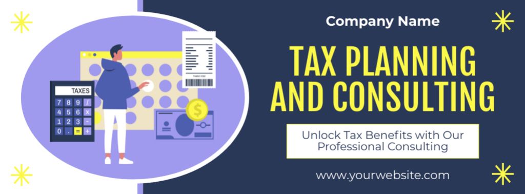 Plantilla de diseño de Services of Tax Planning and Consulting Facebook cover 