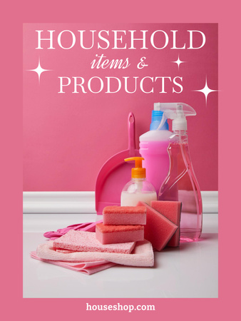 Offer of Household Products in Pink Frame Poster 36x48in – шаблон для дизайну