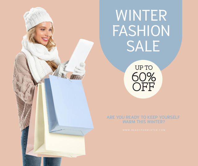 Winter Fashion Sale Announcement Facebook Design Template