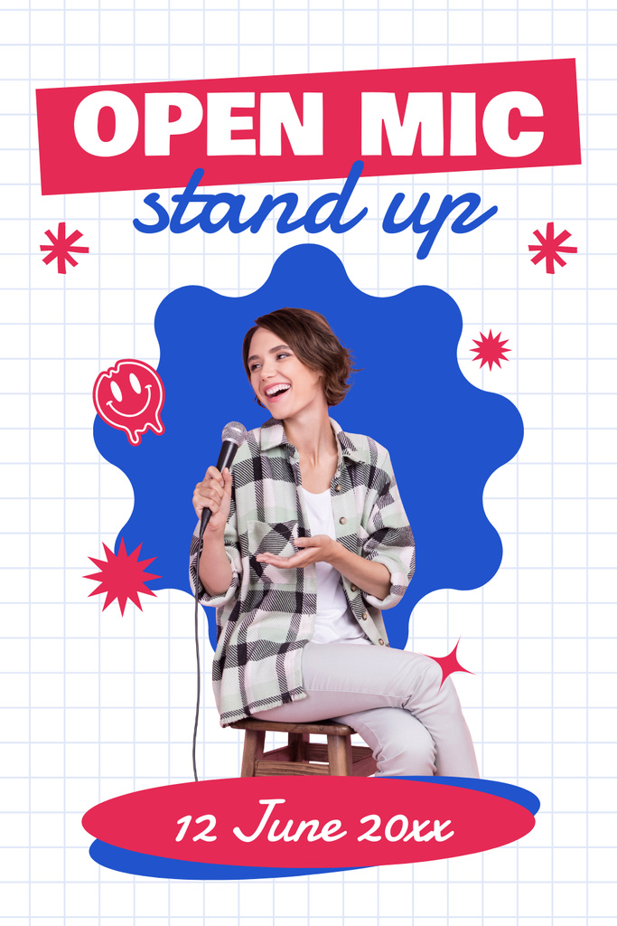 Event of Stand-up Show with Open Microphone Pinterest Tasarım Şablonu