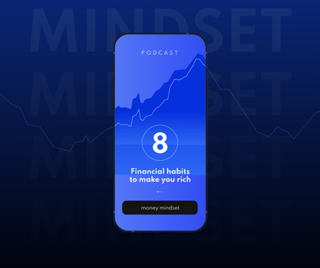 Finance Podcast promotion on phone screen Facebook – шаблон для дизайну