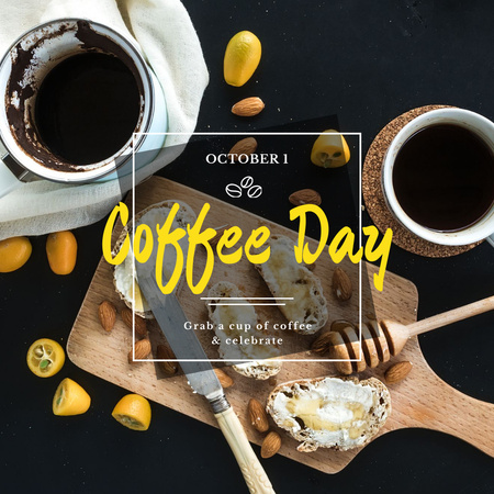Anúncio do dia do café com café da manhã saboroso Instagram Modelo de Design