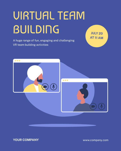 Virtual Team Building Offer on Blue Poster 16x20in – шаблон для дизайну