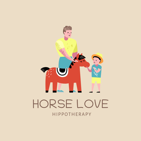 Hippotherapy for Kids Logo Design Template