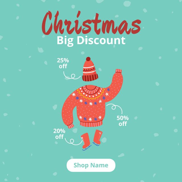 Ontwerpsjabloon van Instagram van Big Discount Offers on Christmas Clothing