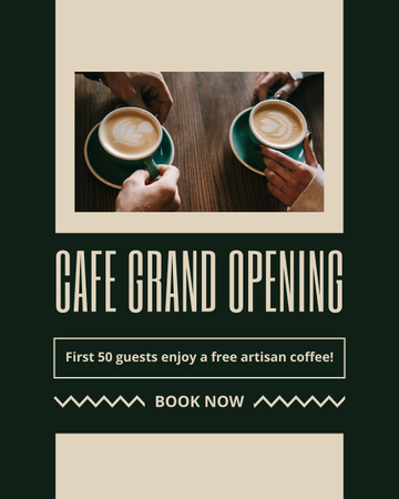 Designvorlage Große Eröffnung des stimmungsvollen Cafés mit Reservierung für Instagram Post Vertical