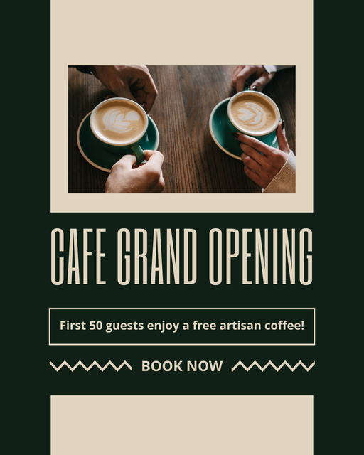 Atmospheric Cafe Grand Opening With Booking Instagram Post Vertical Modelo de Design