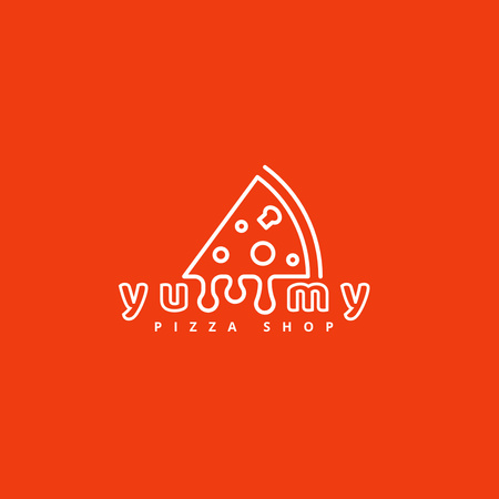 Pizza Shop Emblem with Slice of Delicious Pizza Logo Design Template