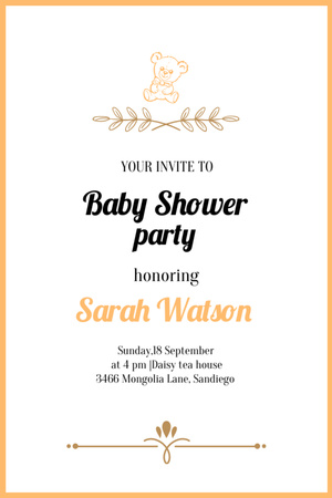 Baby Shower Party at Daisy Tea House Invitation 6x9in Design Template