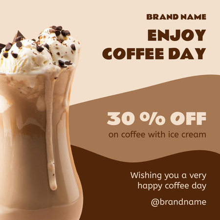 Glass of Coffee with Whipped Cream Instagram Design Template