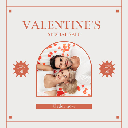 Valentine's Day Special Offer for Couples with Cheerful Lovers Instagram AD Design Template