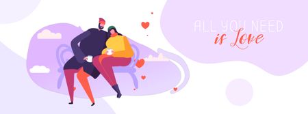 Couple drinking Coffee on Valentine's Day Facebook Video cover Design Template