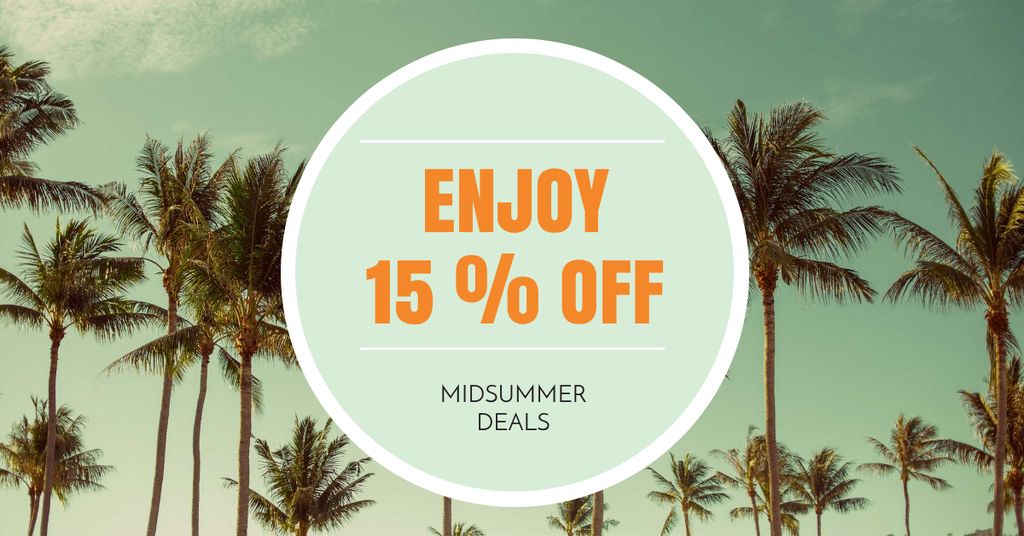 Midsummer Offer with Palms Facebook AD Design Template