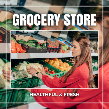 Ontwerpsjabloon van Instagram van Supermarket With Vegetables In Boxes Offer