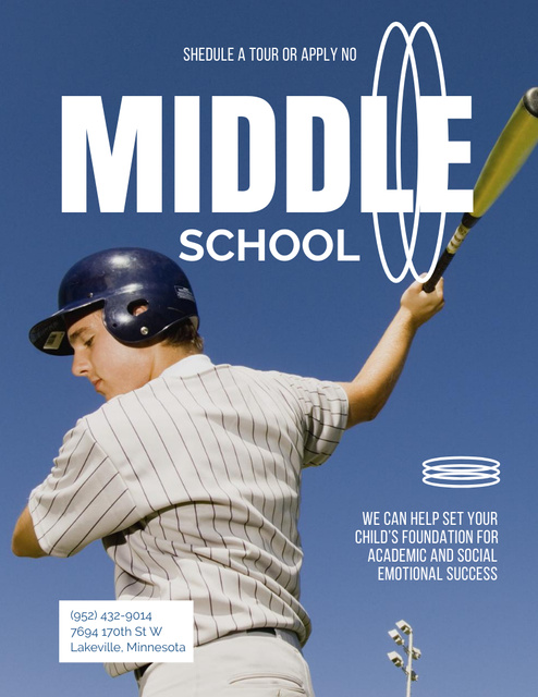 Offer of Middle School Enrollment Poster 8.5x11in Modelo de Design