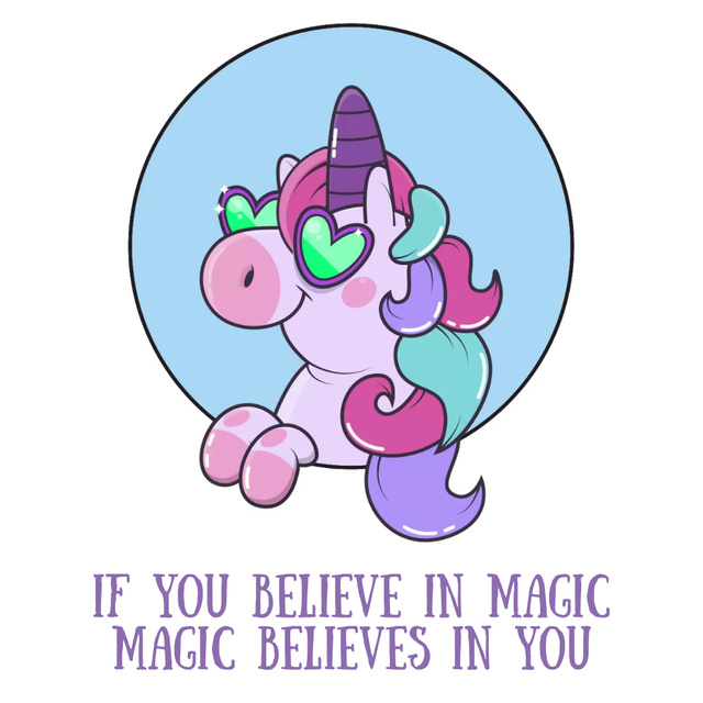 Funny Unicorn with Inspiration quote Animated Post Modelo de Design