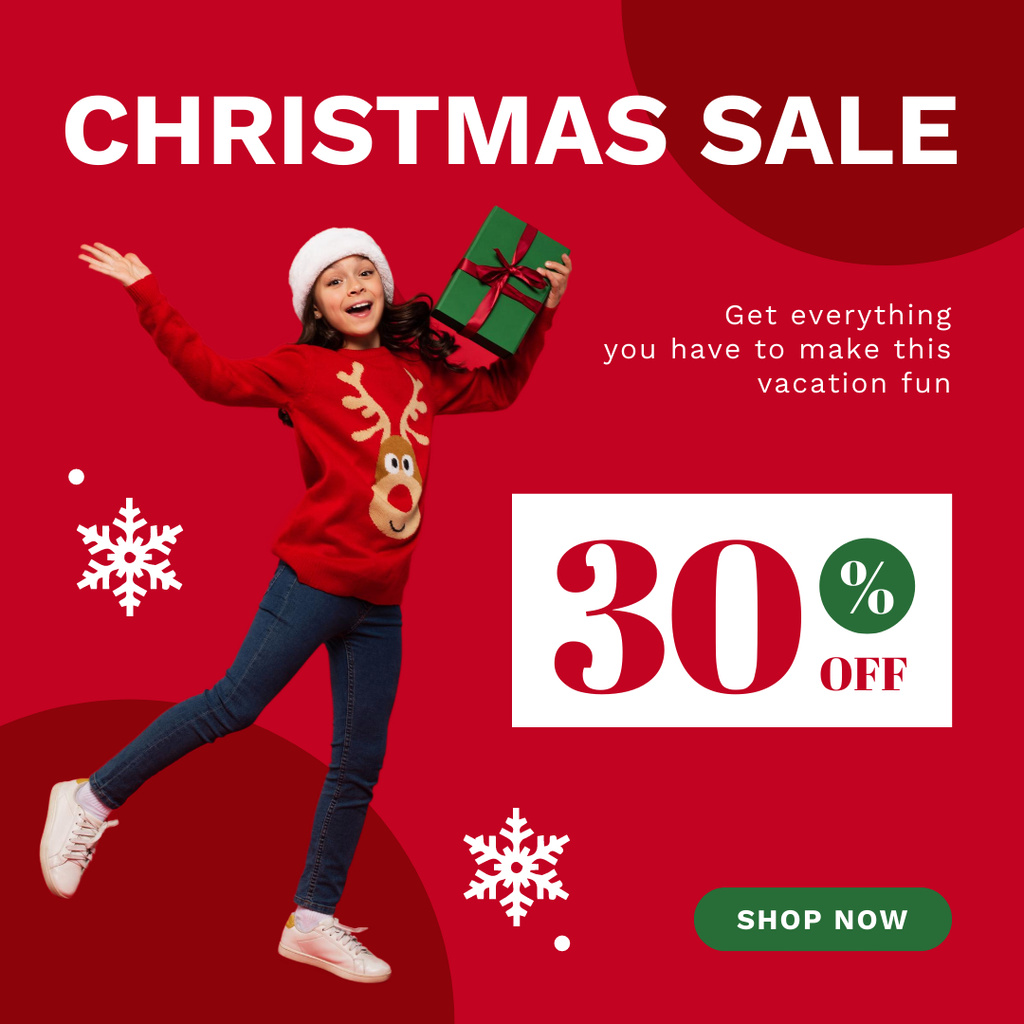 Magenta Christmas Gifts Sale for Kids Instagram AD Tasarım Şablonu