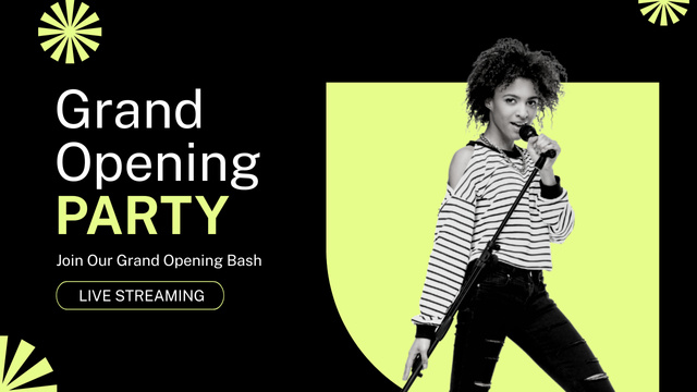 Grand Opening Party With Singer And Live Streaming Youtube Thumbnail Design Template
